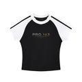 Contrast Stripes Bodycon Raglan  Sleeve T-Shirt